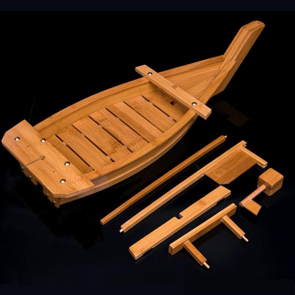 20 Inch Wooden Sushi Boat Serving Tray, Large Sushi Boat Plate for Sashimi Board Seafood Party, Great for Sushi Restaurant or Home (20.4Inch/52Cm)