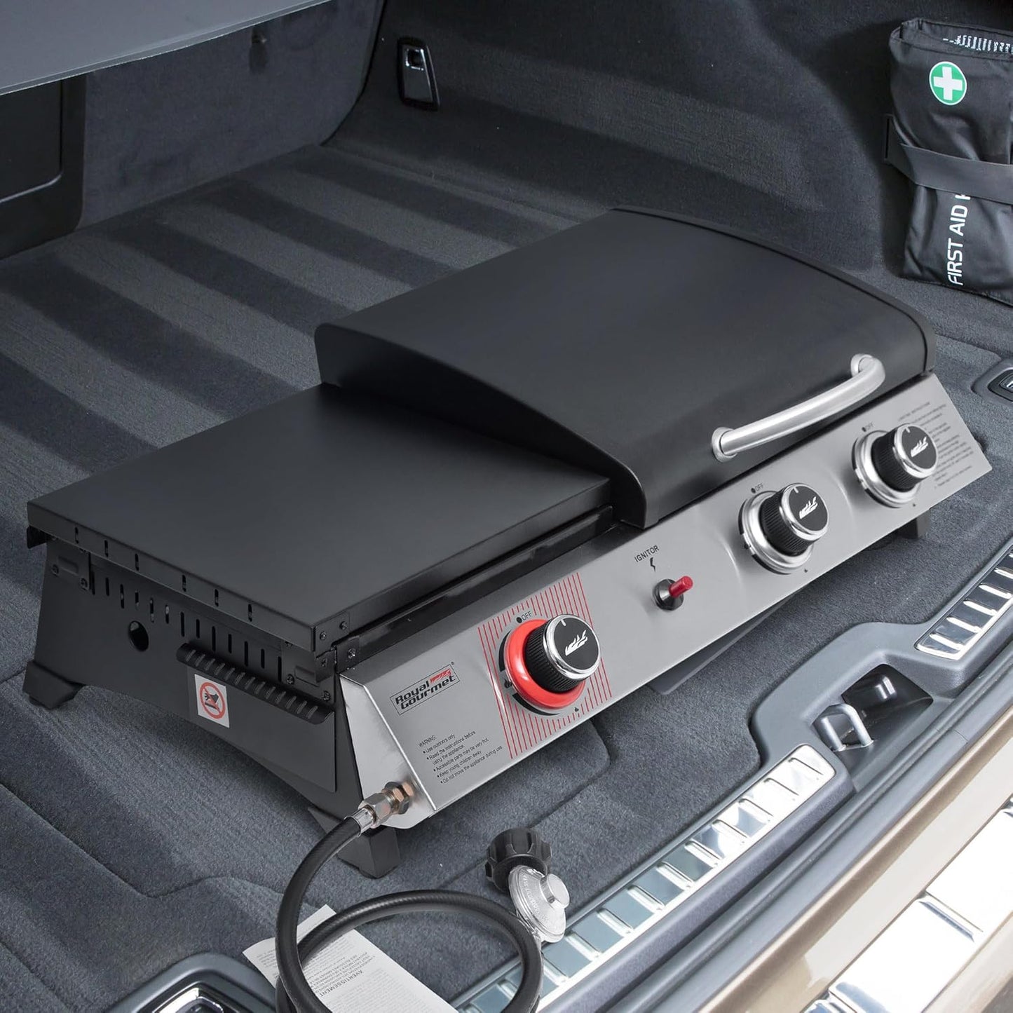 Royal Gourmet PD1305H 3-Burner Propane Gas Grill and Griddle Combo with Lid, 3-In-1 Grill Griddle Combo with 29,000 Btus Output for Outdoor Cooking, 364 Sq. In. Cooking Area, Silver & Black