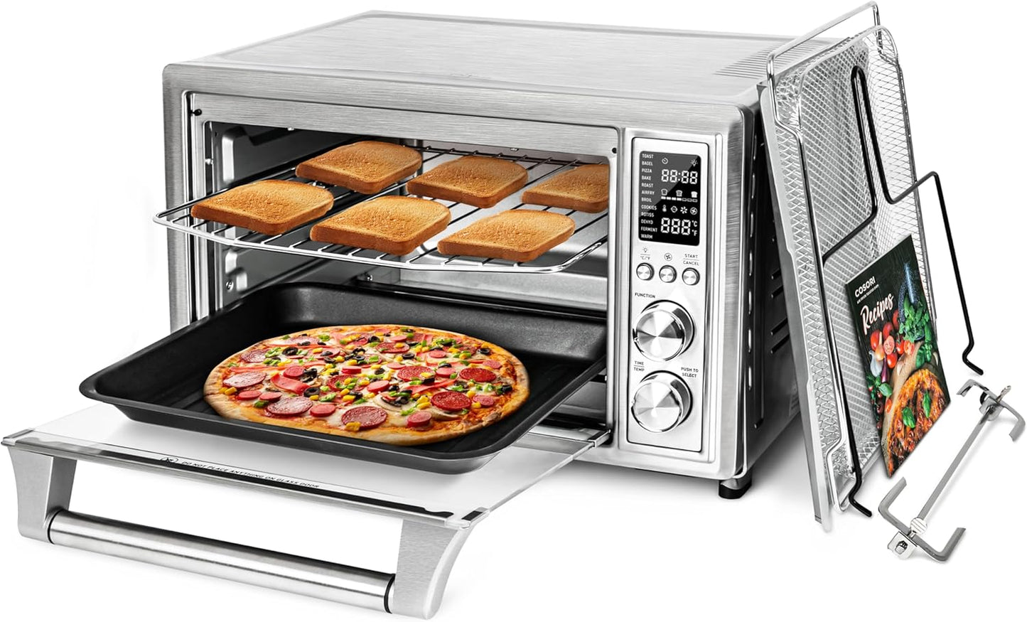 COSORI Air Fryer Toaster Oven Combo, 12-In-1 Airfryer Rotisserie Convection Oven Countertop, Bake, Broil, Roast, Dehydrate, 134 Recipes & 4 Accessories, 32QT, Silver, Stainless Steel
