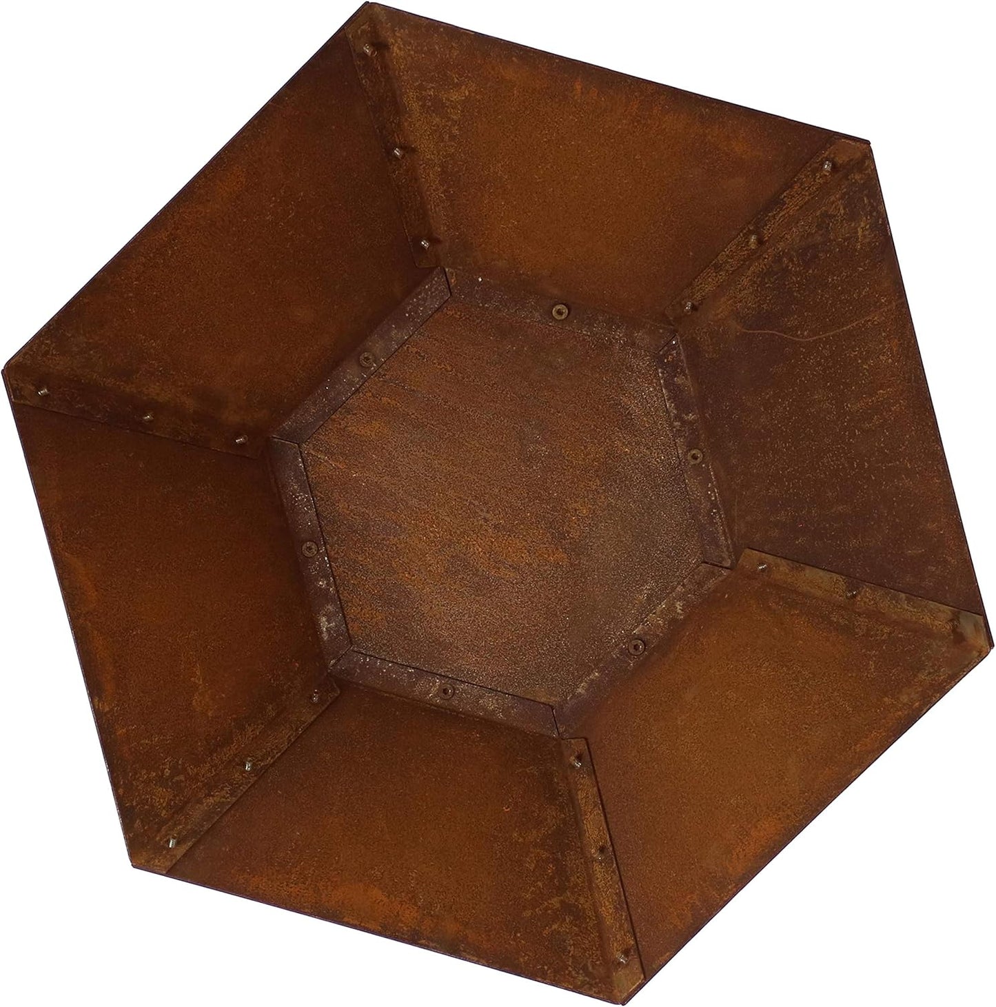 Sunnydaze Rustic Affinity 23-Inch Steel Raised Outdoor Fire Pit Kit with Oxidized Finish - Hexagon-Shaped