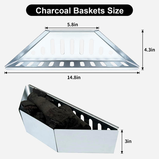 Charcoal Basket Set of 2 - BBQ Charcoal Grill Basket Holders, Heavy Duty Grill Accessories Replacement for Weber 22" Kettle Grill, Compatible with Weber Grill Accessories & Parts, Universal Fit for Charcoal Grills