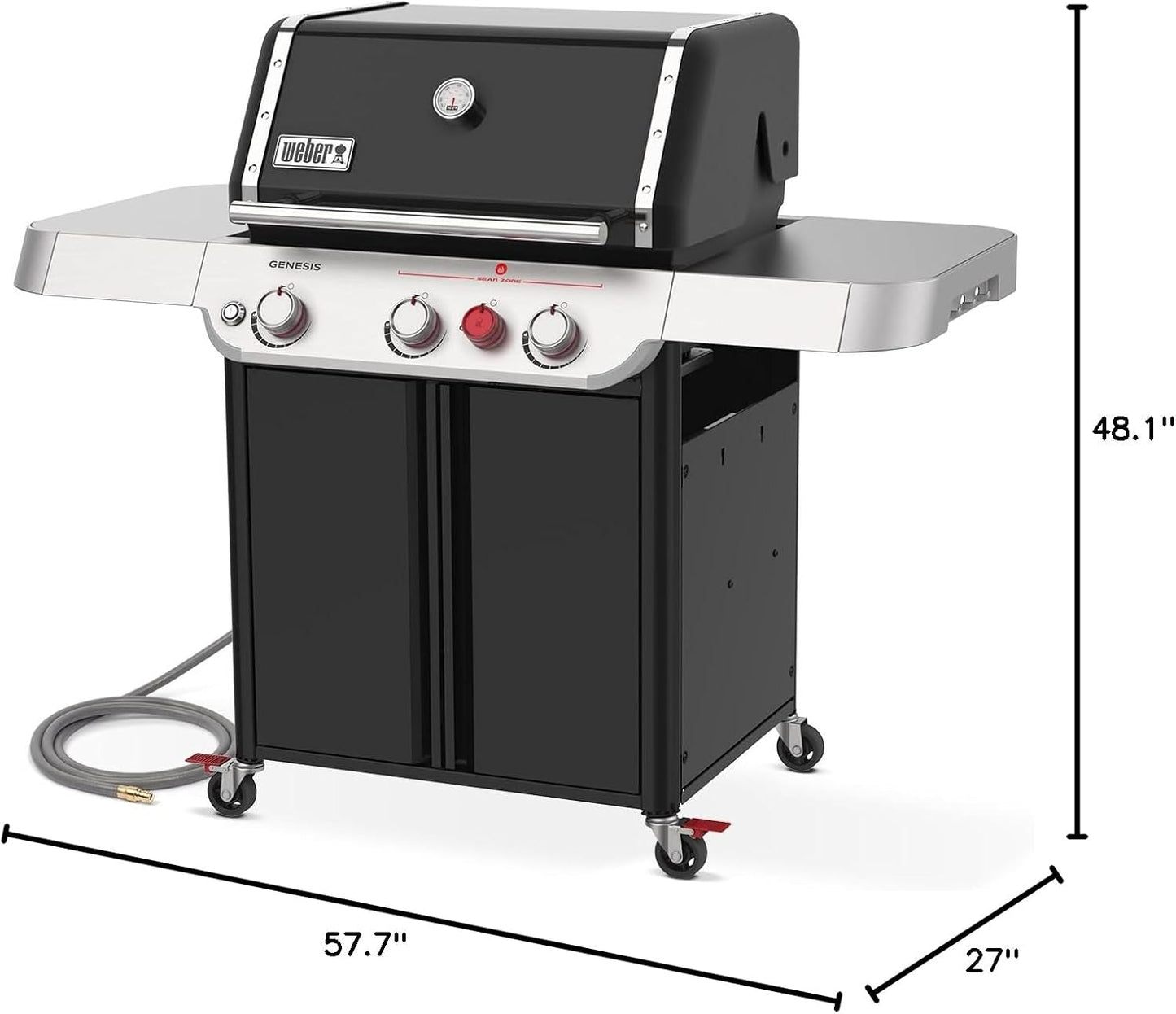 Weber Genesis E-325 Natural Gas Grill for Outdoor Cooking, 3 Burners, Black