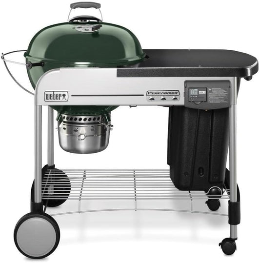 Weber Performer Deluxe Charcoal Grill, 22-Inch, Touch-N-Go Gas Ignition System, Green