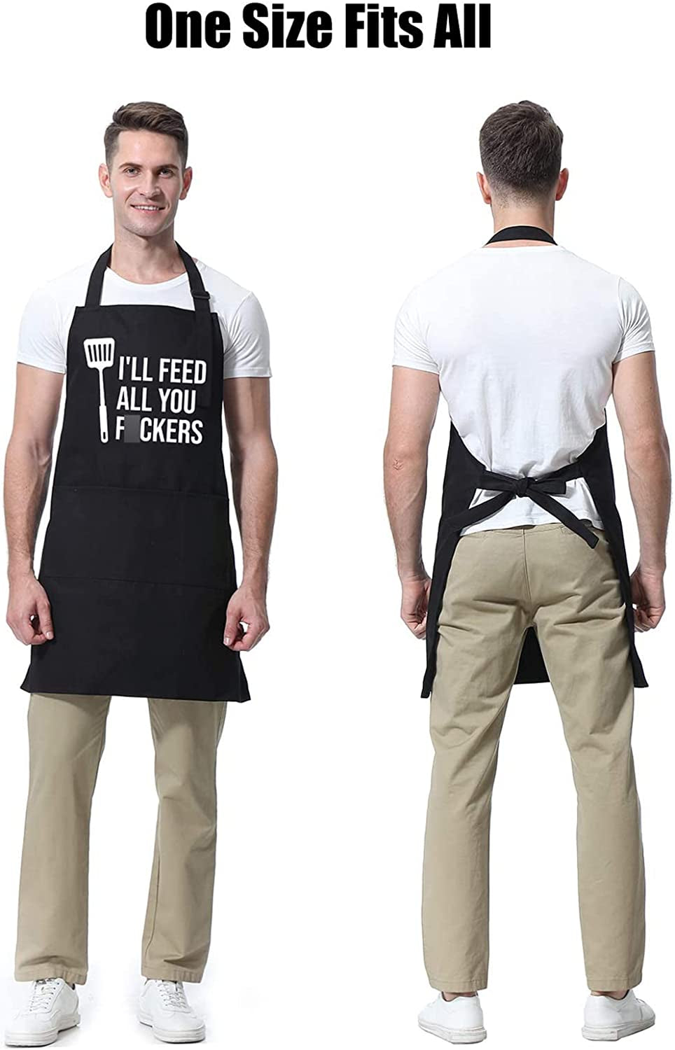 Miracu Funny Cooking Aprons for Men Women, Funny Dad Gifts for Mens Father, Mom - Fathers Day Presents, Birthday Gifts for Dad Step Brother Boyfriend Husband, Cool BBQ Grilling Kitchen Chef Apron