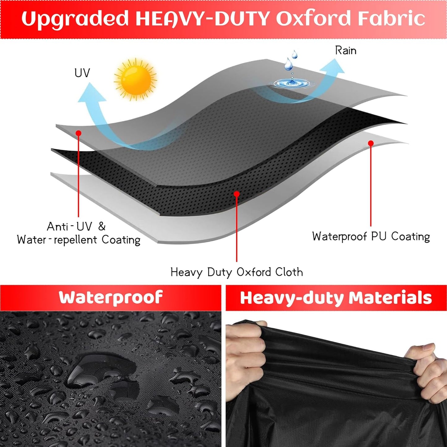 Grill Cover, 58 Inch Heavy Duty BBQ Gas Grill Cover for Outdoor Grill, Waterproof, Weather Resistant, Anti-Uv, Rip-Proof, Fade Resistant Barbecue Cover with Hook-And-Loop Straps for Most Grills
