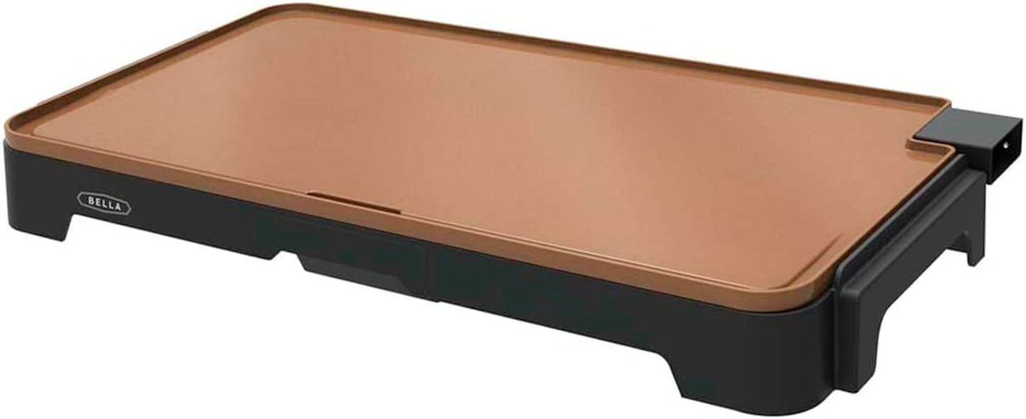 XL Electric Ceramic Titanium Griddle, Make 15 Eggs at Once, Healthy-Eco Non-Stick Coating, Hassle-Free Clean Up, Large Submersible Cooking Surface, 12" X 22", Copper/Black