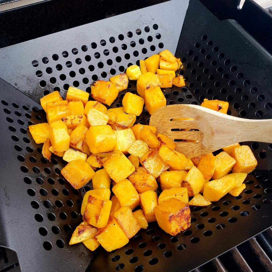 Kona Extra Large Grill Basket for Veggies - Premium Nonstick Grilling Basket/Grill Net - Essential Grilling Accessories for Outdoor Grill & BBQ, 14X13X4 Inches