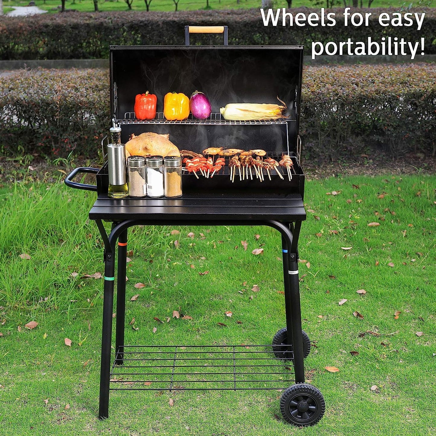 Charcoal Grill, Portable Barbecue Grill Tools for Outdoor Grilling Cooking Camping Hiking Picnics Tailgating Backpacking Party 31.1''X17.9''X 9''