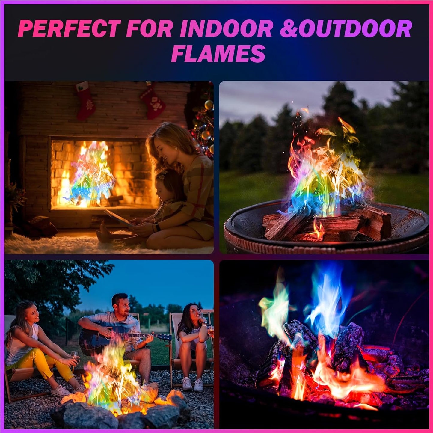 25 Pack Colorful Flames Color Fire Packets Fire Pit for Campfire,Fire Color Packets Camping Accessories for Kids & Adults,Outdoor Fire Changing Cosmic Flame Powder. (25 Packets)