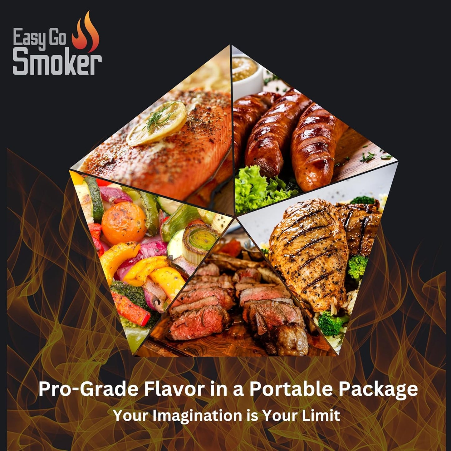 Foldable & Portable Vertical Pellet Smoker - 19.7” Meat Smoker for BBQ Grill, Outdoor Cooking, Camping & RV - Easy to Clean - Includes Carrier Bag, Spoon & Built-In Thermometer – Easygosmoker