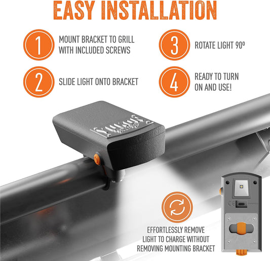 ™ Bright BBQ LED Grill Handle Light, Patent Pending Rechargeable LED Light Fits Most Outdoor Grills, Water + Heat Resistant, Perfect BBQ Grill Gift, BBQ Gift, Perfect for Blackstone & Weber