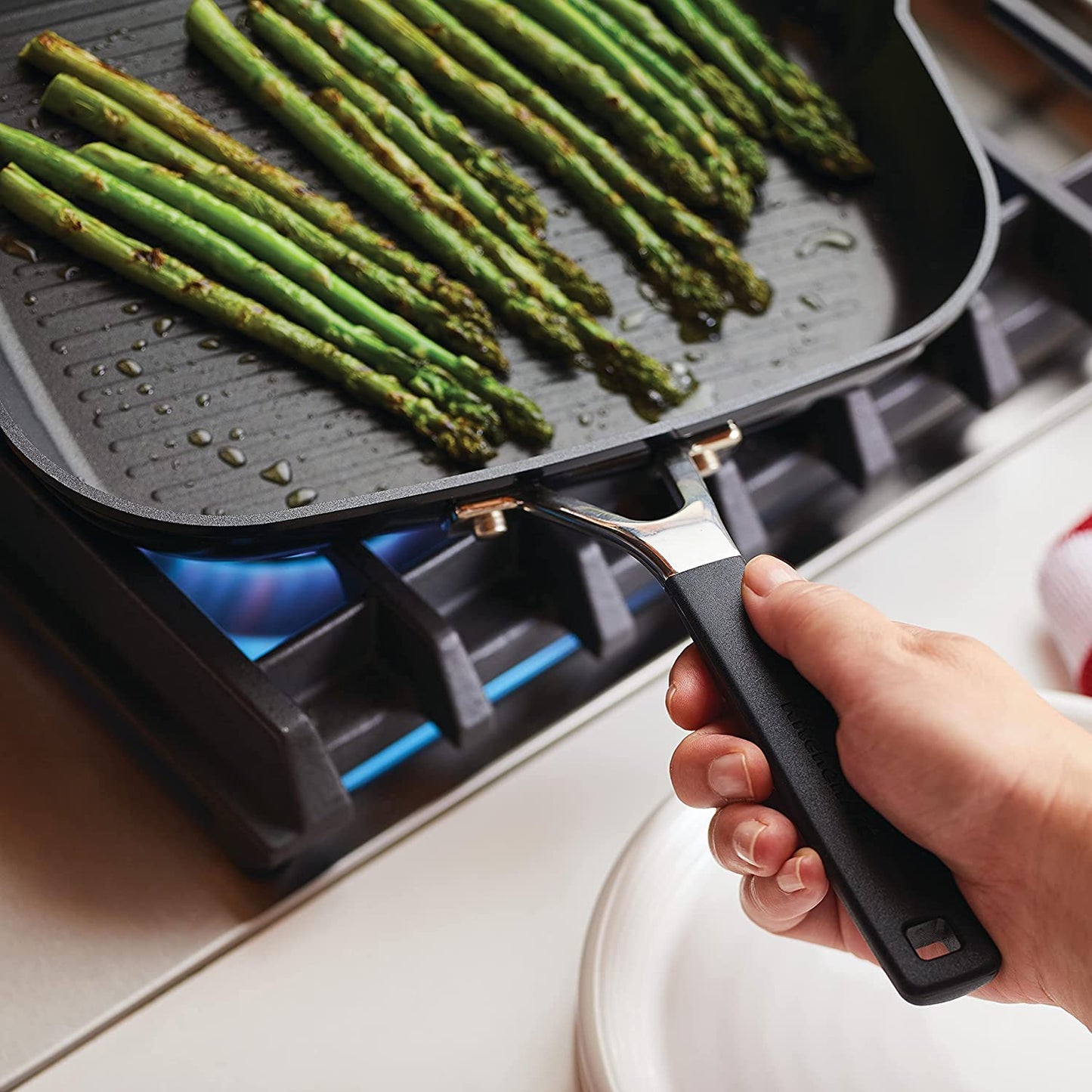 Hard Anodized Nonstick Square Grill Pan/Griddle with Pour Spouts, 11.25 Inch, Onyx Black