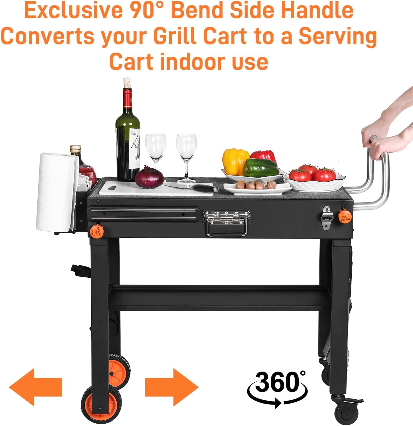 Jirichmi Outdoor Grill Table,Blackstone Griddle Stand,Bbq Prep Table with Wheels and Seasoning Tray,Universal Grill Cart Fit 17 Inch or 22 Inch Griddle,Folds Flat Quickly Ninja Grill Stand