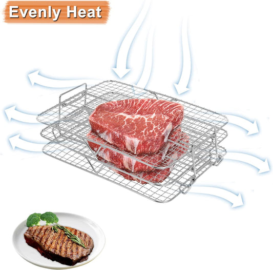 Air Fryer Rack Compatible with Ninja Foodi Grill XL Air Fryer FG551 IG601 IG651 Air Fryer Indoor Grill, Come with Basting Brush, Spatula and Kitchen Tongs