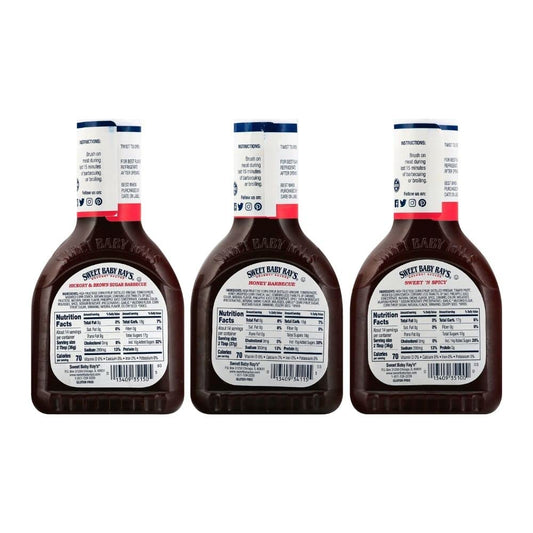 Sweet Baby Ray'S Variety BBQ Sauce Set - Honey, Hickory, and Sweet 'N Spicy - 18 Oz Bottles - Pack of 3 for Flavorful Grilling and Culinary Adventures Galore