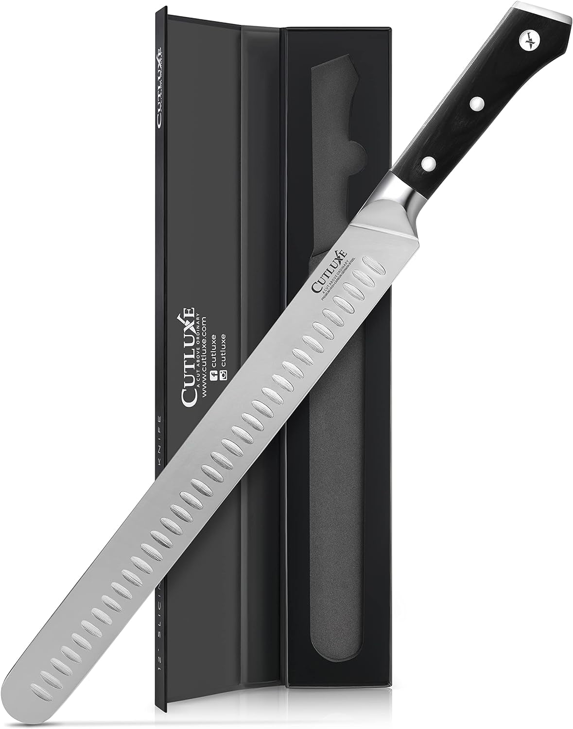 Cutluxe Slicing Carving Knife – 12" Brisket Knife, Meat Cutting and BBQ Knife – Razor Sharp German Steel – Full Tang & Ergonomic Handle Design – Artisan Series