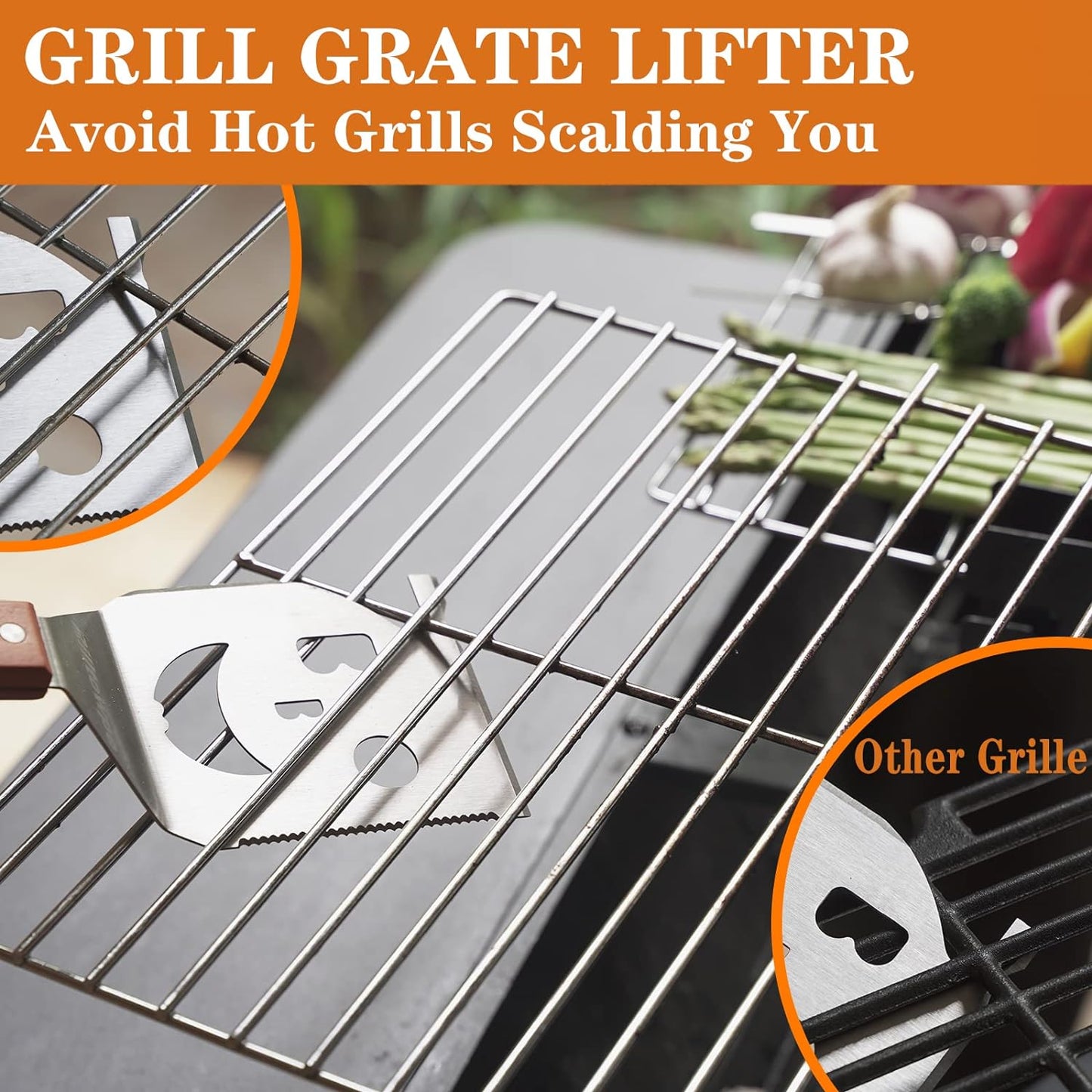 Rilltowpe BBQ Spatula, Outdoor BBQ BBQ Spatula, Wooden Handle Stainless Steel BBQ Spatula, Outdoor BBQ Accessories. Unique BBQ Gifts.