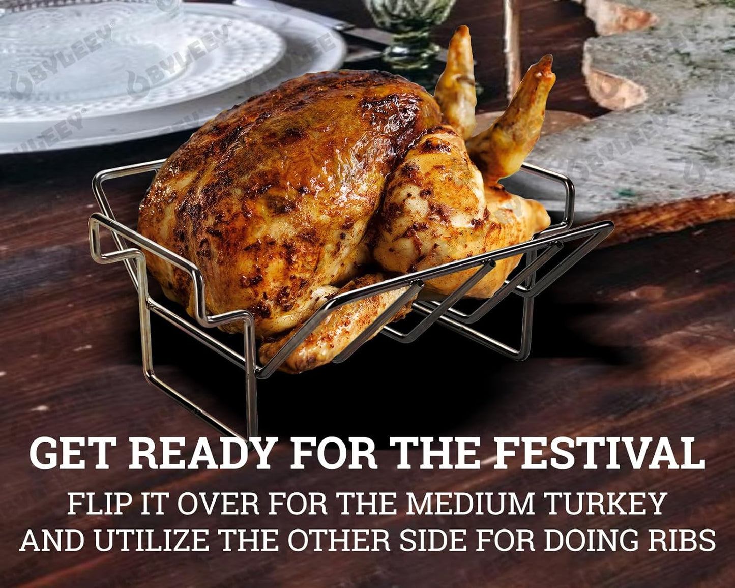 Replacement Rib and Roasting Rack for Big Green Egg, Turkey Roaster Rack - Stainless Steel Rib Racks for Grilling and Smoking, Holds up to 4 Racks of Ribs, BBQ, Smoker, Kamado Grill Accessories, Small