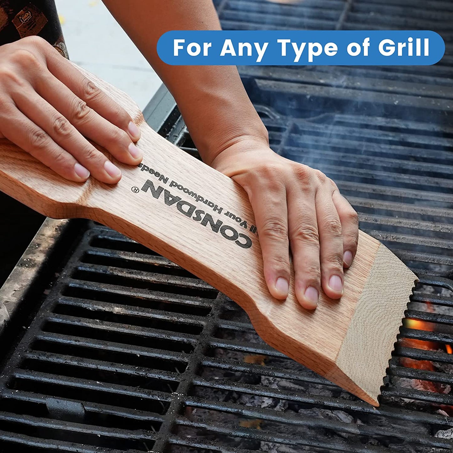 Grill Scraper, Soild Oak Wooden Grill Brush, Grill Scraper for Outdoor Grill, Bristle Free Grill Scrapers, Grill Grate Cleaner Safe Wood Grill Brusher