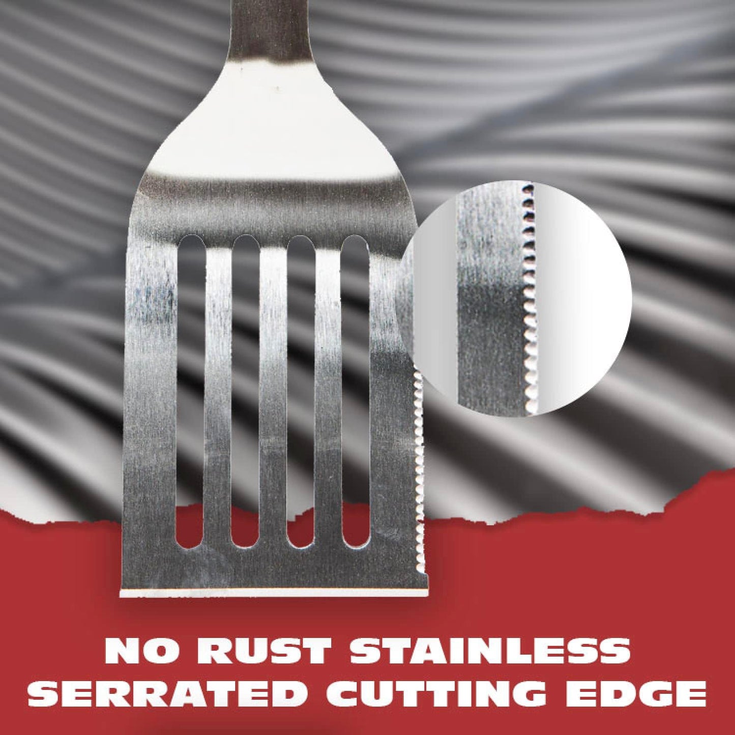 BBQ-AID 3 Piece Grill Set BBQ Accessories - Kitchen Tongs, Metal Spatula & Fork Utensils - Heavy Duty Stainless Steel Barbecue Grill Utensils for Outdoor Grill with Solid Sturdy Wood Handles