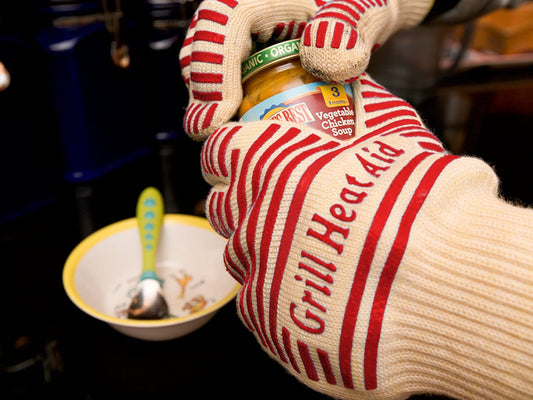 Extreme 932°F Heat Resistant - Light-Weight, Flexible BBQ Gloves - 100% Cotton Lining for Super Comfort. Red, One Size.