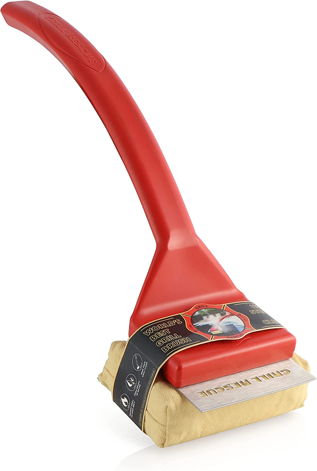 BBQ Replaceable Scraper Cleaning Head, Bristle Free - Durable and Unique Scraper Tools for Cast Iron or Stainless-Steel Grates, Barbecue Cleaner (Grill Brush)