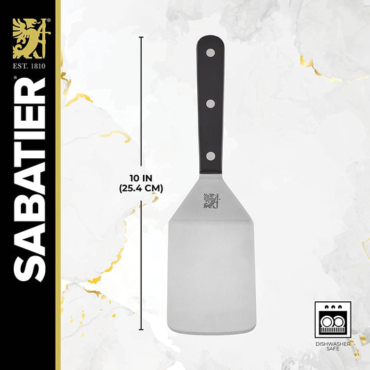 Copco Sabatier Triple Rivet Stainless Steel Wide Turner, 9.65-Inch, Black