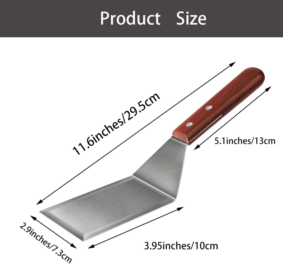 KLAQQED Metal Spatula for Cast Iron Skillet, Grill Spatula Stainless Steel Spatula, Burger Spatula, Fish Turner Spatula, Griddle Spatula, Spachulas Egg Flipper, Flat Top Metal Spatula for Cooking BBQ