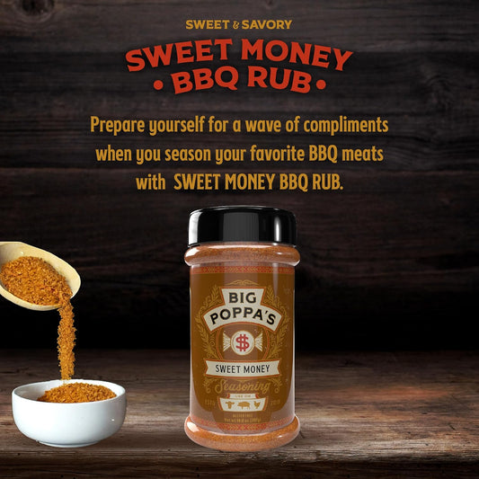 Big Poppa’S Sweet Money BBQ Rub — Award Winning Pork BBQ Rub — Gluten-Free Spice Mix — Dry Rubs for Smoking and Grilling with Granulated Honey (14 Oz)