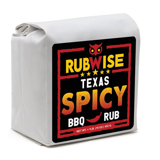 Texas Style Spicy Seasoning Rub & Brisket Rub by Rubwise | BBQ Rub & Spices for Smoking & Grilling | Dry Rubs | Great on Brisket, Steaks, Ribs, Burgers, Chops & Add Kick to Your Meat (1Lb Eac
