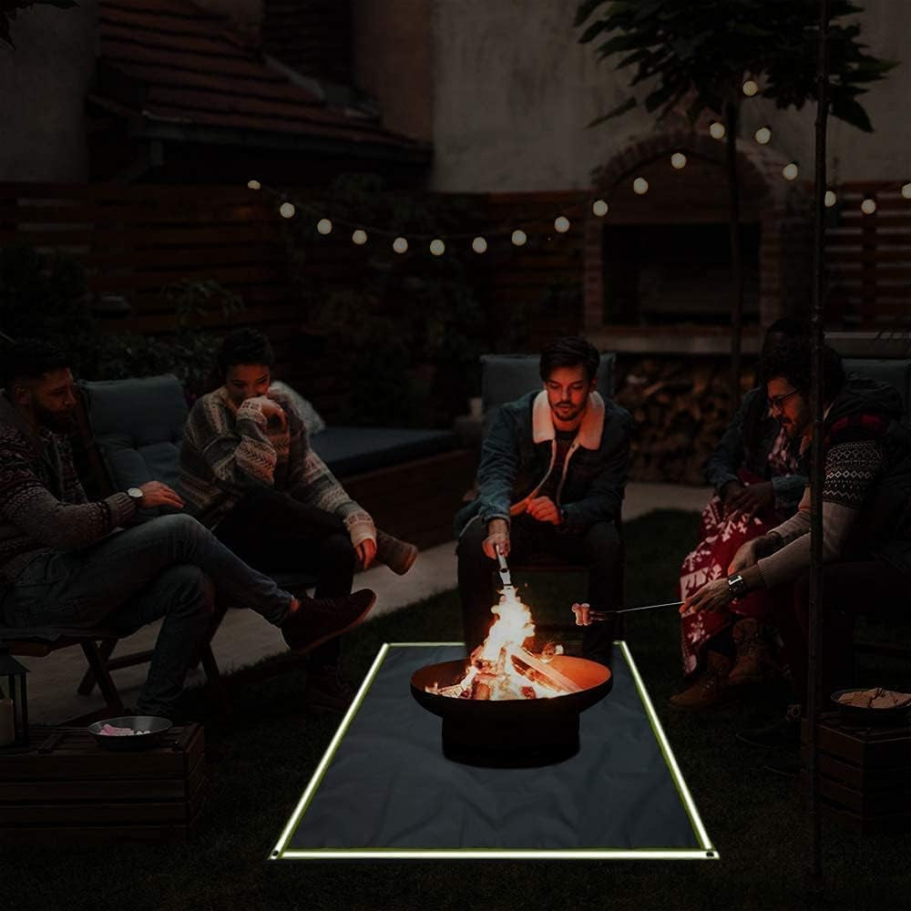 Fire Pit Mat, Grill Mats for Outdoor Grill, 39" X 39", Fireproof, BBQ Mat Protect Deck,Patio,Grass,Lawn and Campsite for Electric and Gas Grill, Washable (Silver Grey)