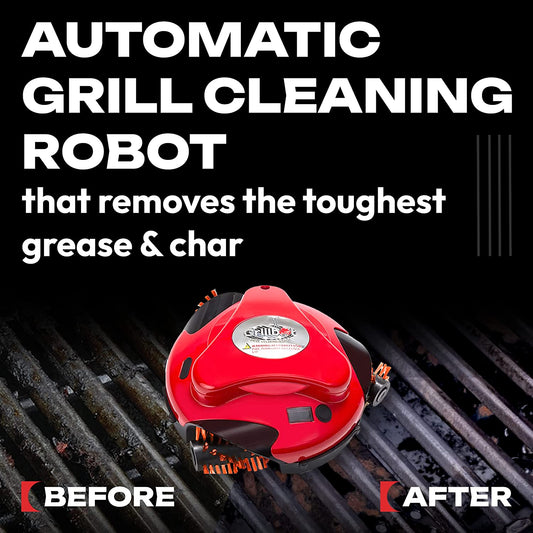 Grill Cleaning Robot with BBQ Grill Cleaner and Grill Brushes (Red)