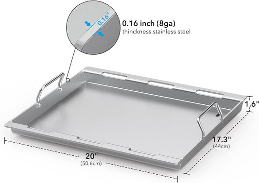 Full Size Griddle Insert for Weber Spirit 200 Series Gas Grill, Stainless Steel Flat Top Griddle for Weber Spirit I & II S-210 E-210 E-215 E-220