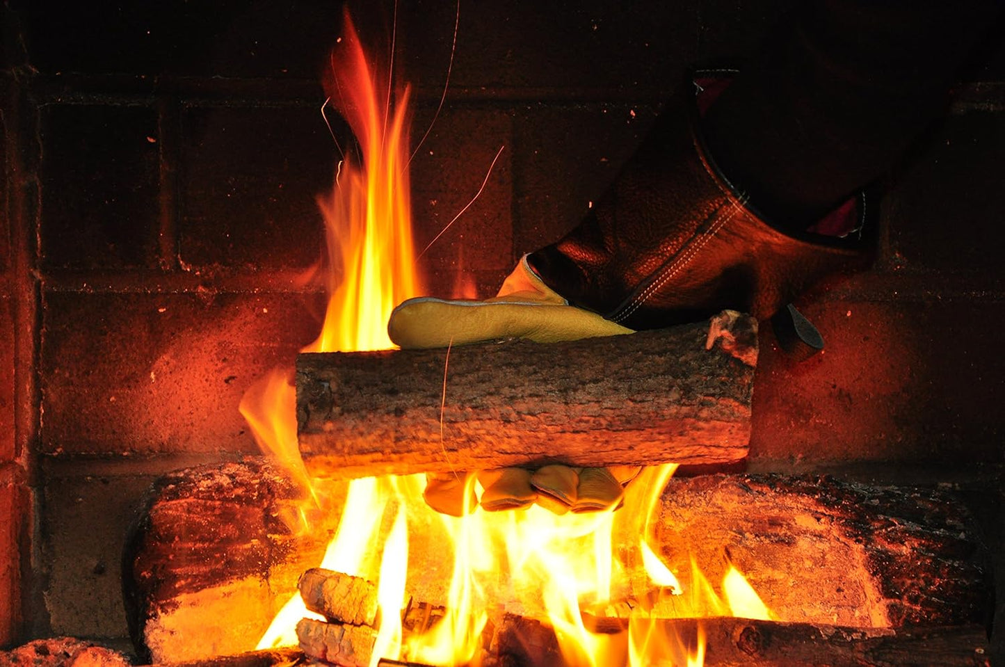 14.5" Long Premium Leather Gloves, BBQ Gloves, Grill and Fireplace Gloves, Cotton Lining with Kevlar Stitch, Heat Resistant Gloves, Animal Handling Gloves, Bite-Proof Gloves