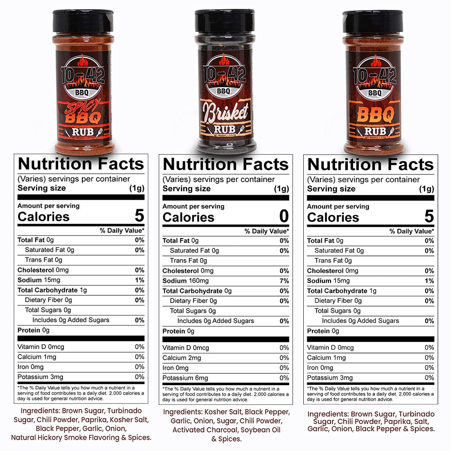 10-42 BBQ Brisket Rub - All-Natural Spice Seasoning for Steak, Rib, Beef Brisket - Barbecue Meat Seasoning Dry Rub - BBQ Rubs and Spices for Smoking and Grilling - No MSG, 0 Calorie - 10.5Oz Bottle