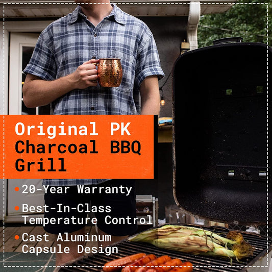 PK Grills PKO-SCAX-X Charcoal BBQ Grill and Smoker Combo, Regular, Silver
