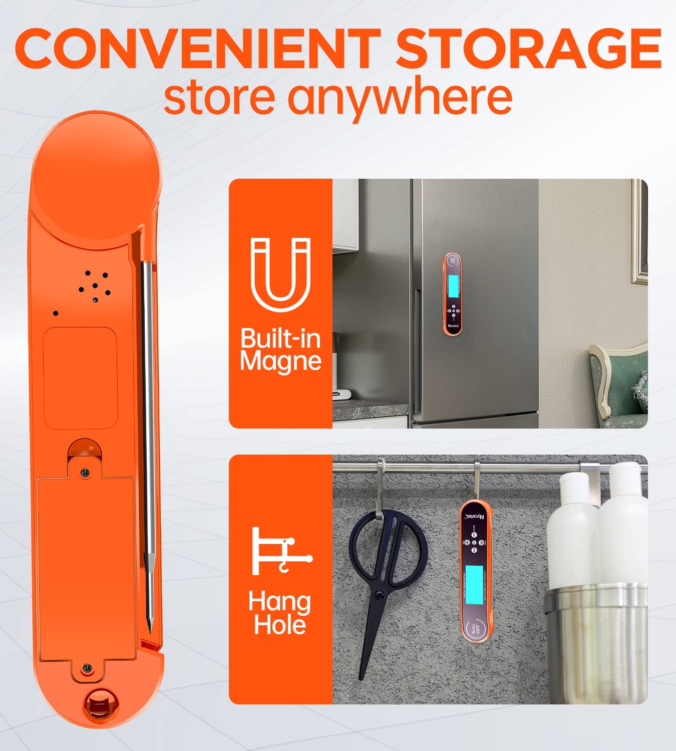 Digital Cooking Thermometer, Accurate & Waterproof Instant Read Meat Thermometer with Backlit, Calibration, Probe, Food Thermometer for Kitchen, Grilling, Candy, BBQ, Oil Fry, Baking and More