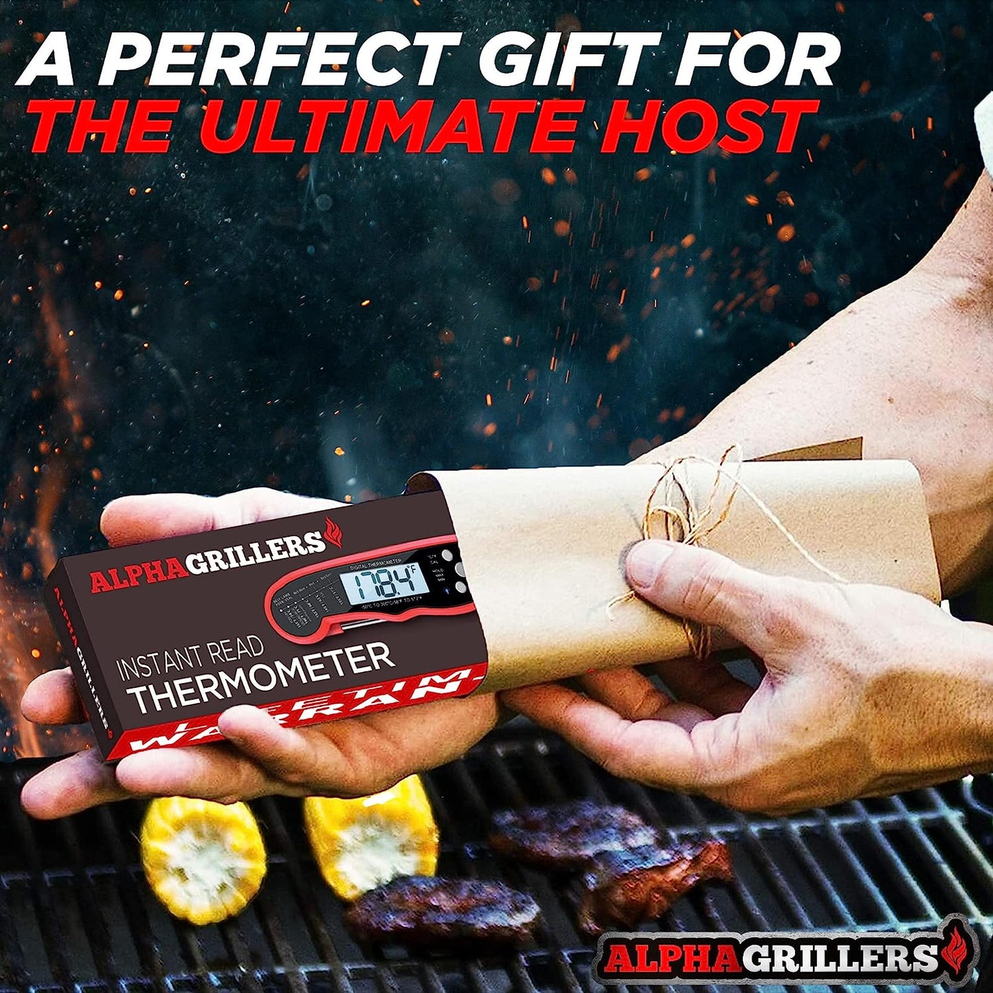 Instant Read Meat Thermometer for Grill and Cooking. Best Waterproof Ultra Fast Thermometer with Backlight & Calibration. Digital Food Probe for Kitchen, Outdoor Grilling and BBQ!