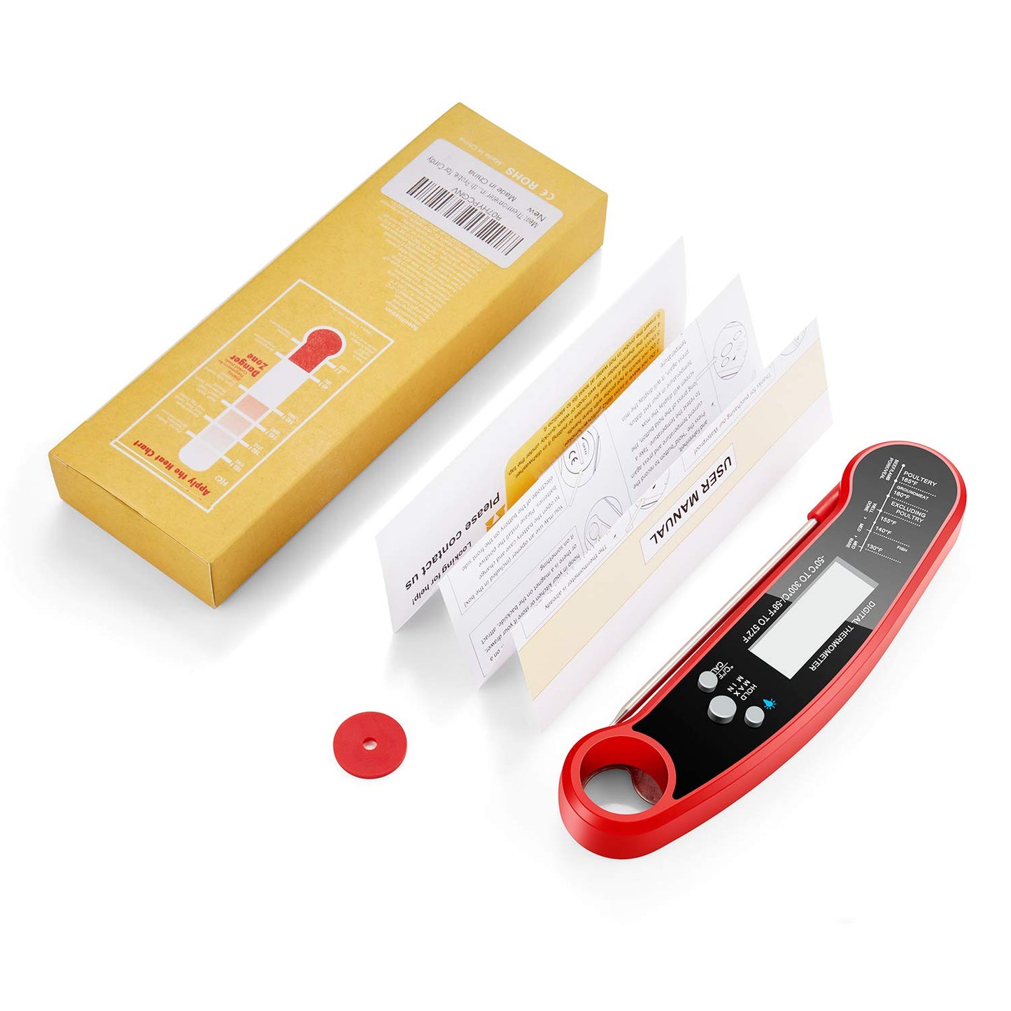 Digital Meat Thermometer for Cooking and Grilling, 2S Instant Read & High Accuracy & IP67 Waterproof, for Kitchen Food Candy