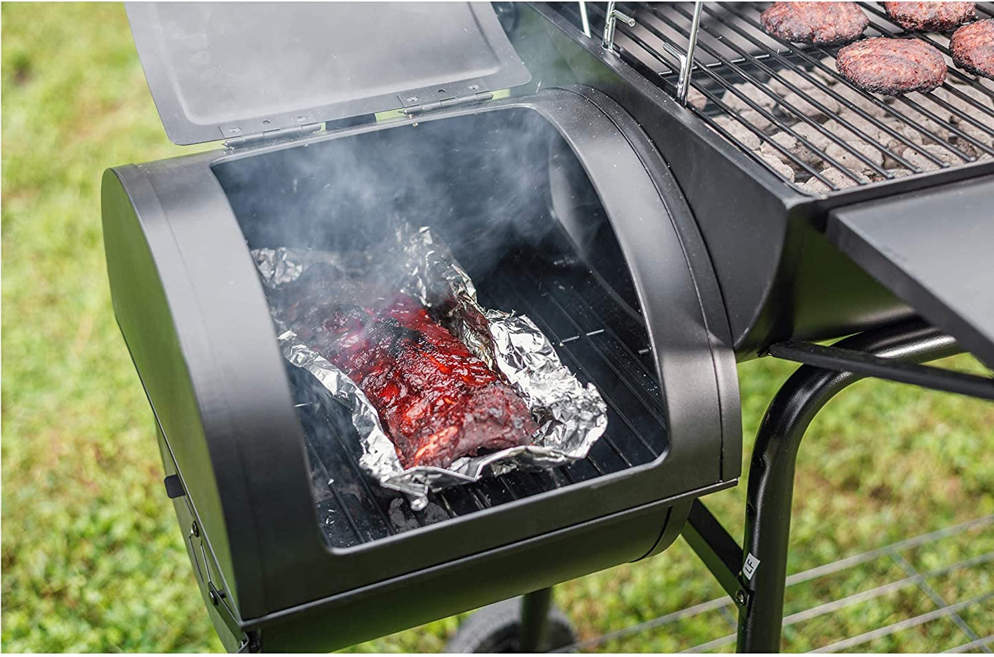 CC1830SC Charcoal Grill Offset Smoker with Cover, 811 Square Inches, Black, Outdoor Camping