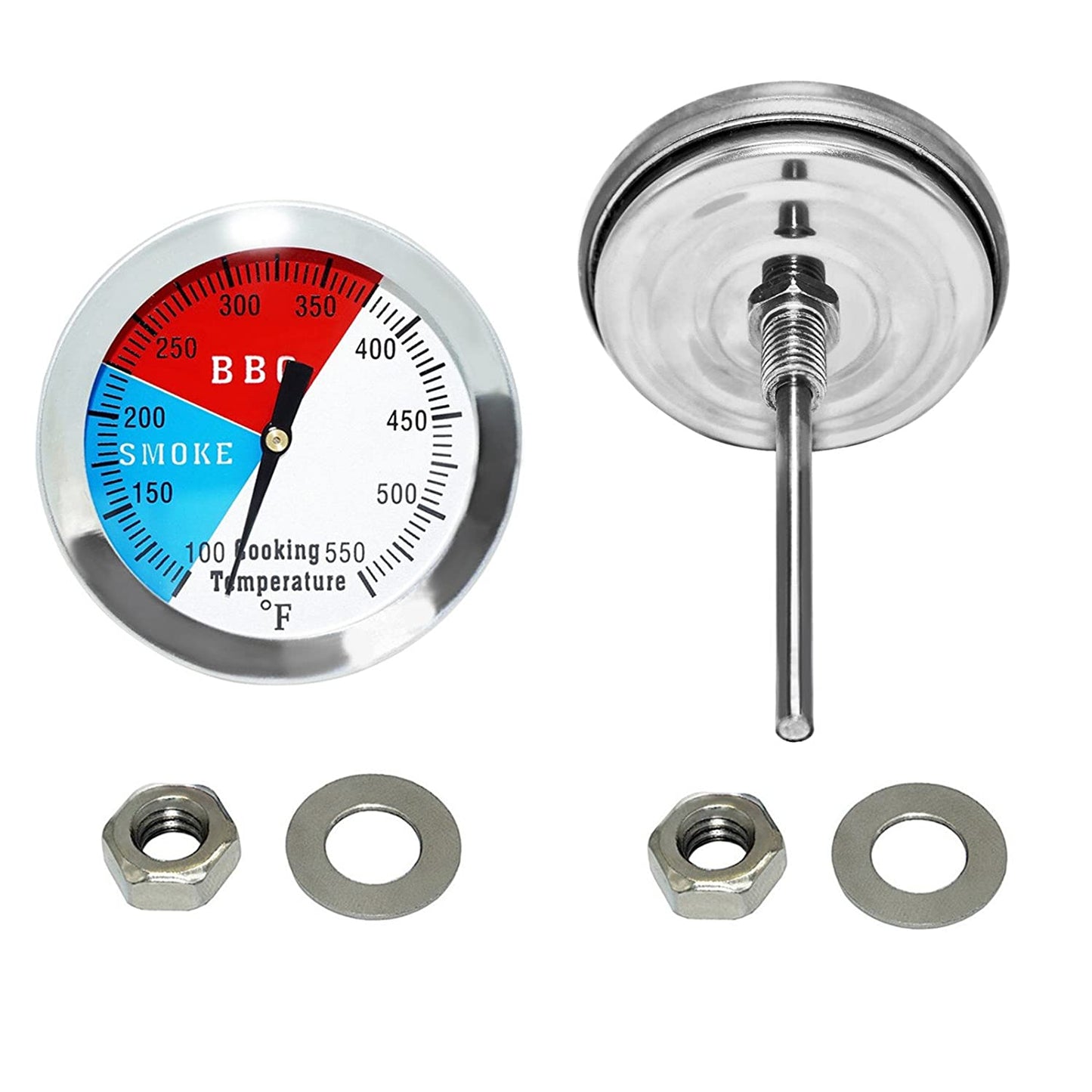 2 Inch BBQ Thermometer Gauge 2 Pcs Charcoal Grill Pit Smoker Temp Gauge Grill Thermometer Replacement for Smoker Grill Wood Charcoal Pit, Grill Temp Thermometer