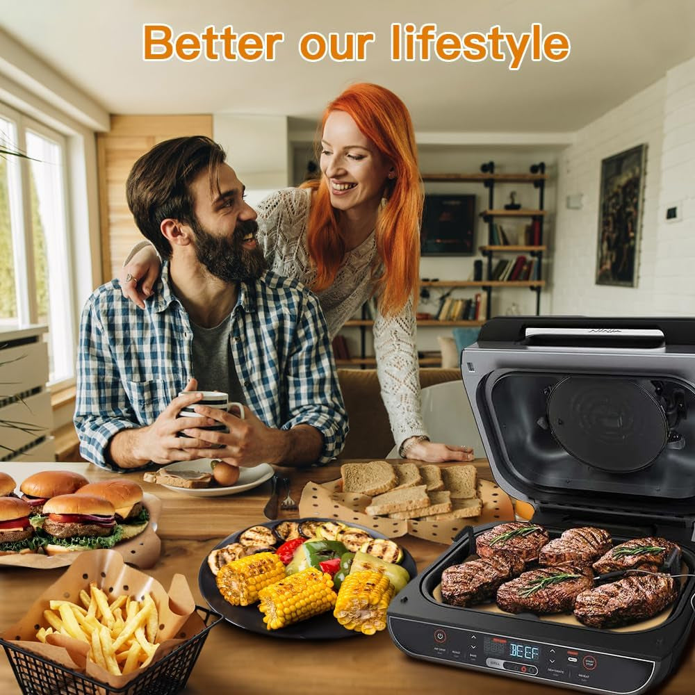 Air Fryer Liners Disposable for Ninja: 150Pcs Air Fryer Parchment Paper Liners for Ninja Foodi Smart XL FG551 6-In-1 Indoor Grill Accessories Perforated Rectangle Airfryer Liner Sheets