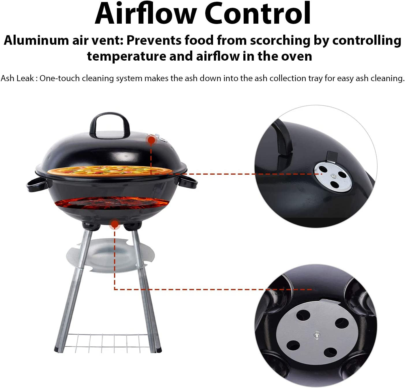 Charcoal Grill 18 Inch Barbecue Grill for Outdoor Courtyard Picnic Camping Tailgating BBQ Kettle