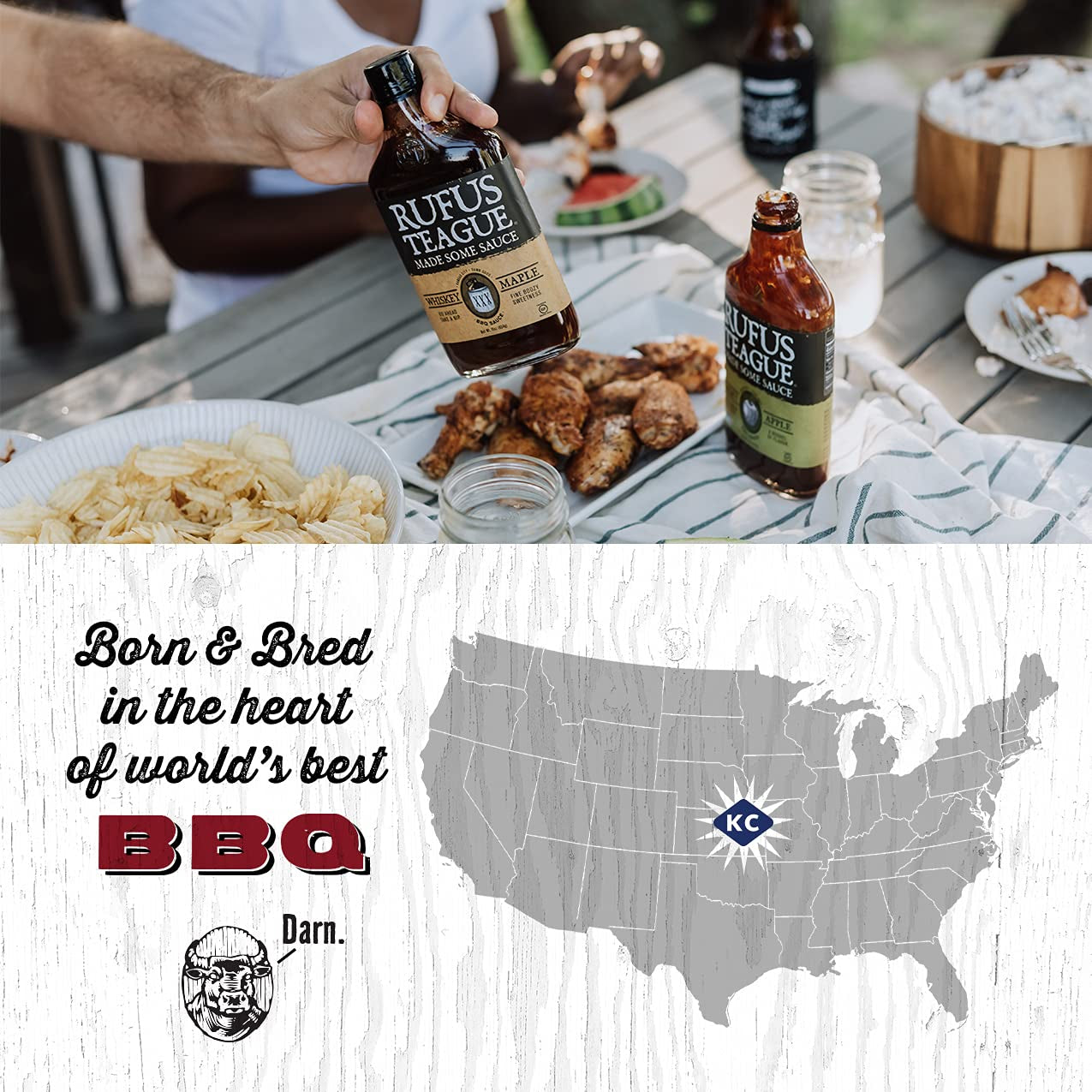 Rufus Teague - Whiskey Maple BBQ Sauce - Premium Barbecue Sauce - 15.25 Oz. Bottles - 2 Pack