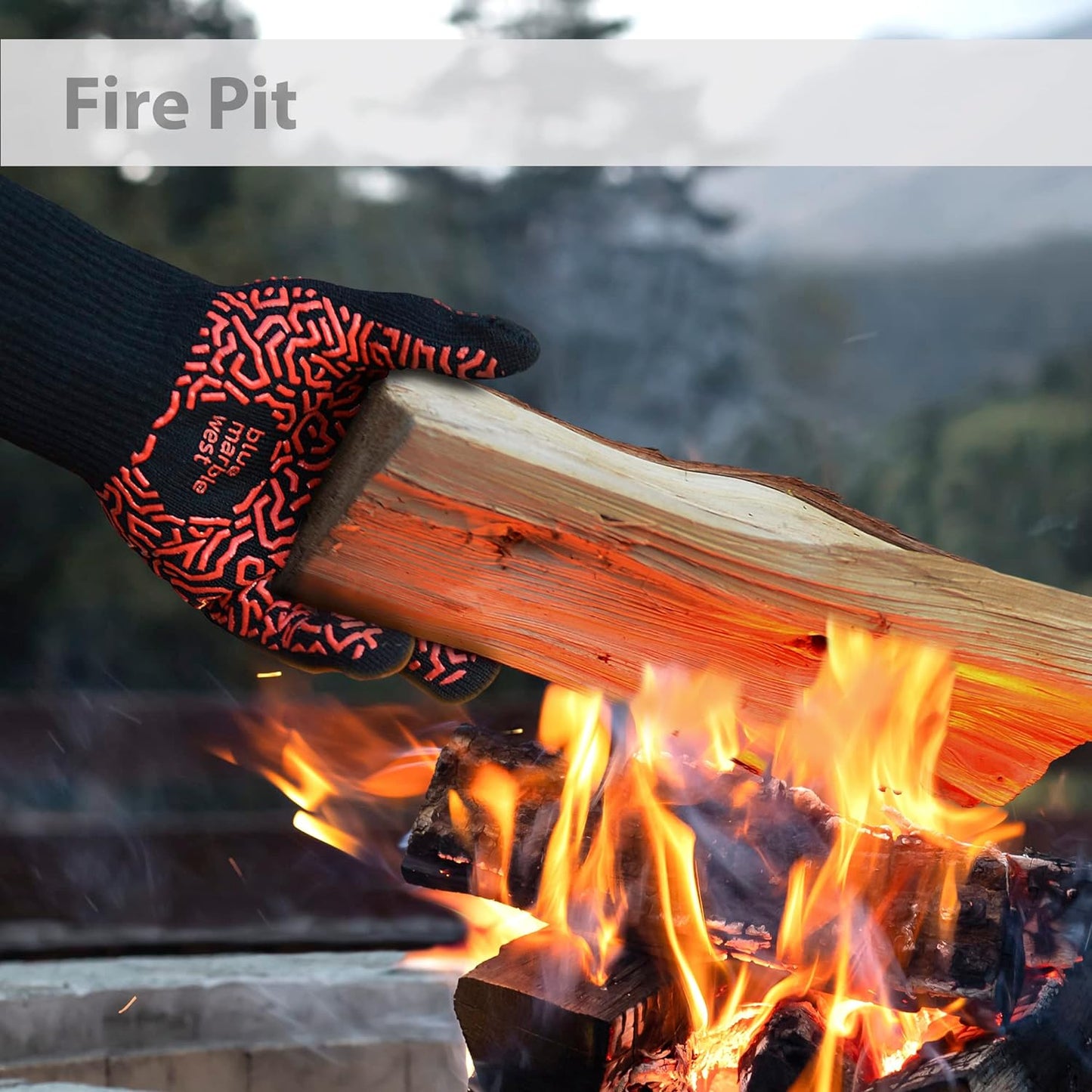 Extreme Heat Resistant BBQ Grill Gloves, Oven Mitts, Protection up to 1472°F, Aramid Fiber, Non-Slip Silicone.