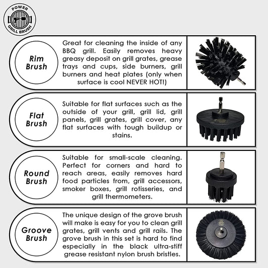 5 Piece BBQ Cleaning Kit - Nylon Safe Bristle/Free Non/Wire - Safe for All Grates Stainless Steel Porcelain Iron Charcoal/Gas Scraper Tool/Accessories Outdoor Gift for Dad/Men