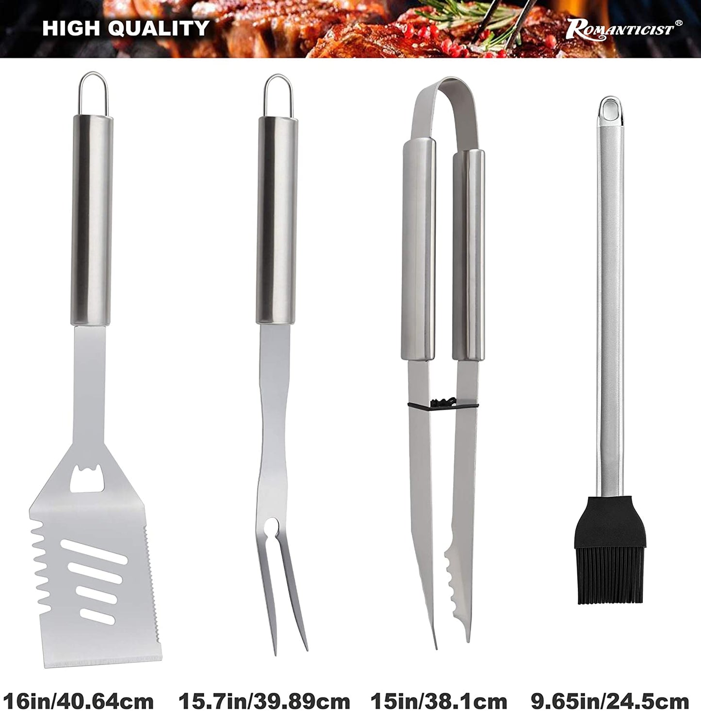 20Pc Heavy Duty BBQ Grill Tool Set in Case - the Very Best Grill Gift on Birthday Wedding - Professional BBQ Accessories Set for Outdoor Cooking Camping Grilling Smoking