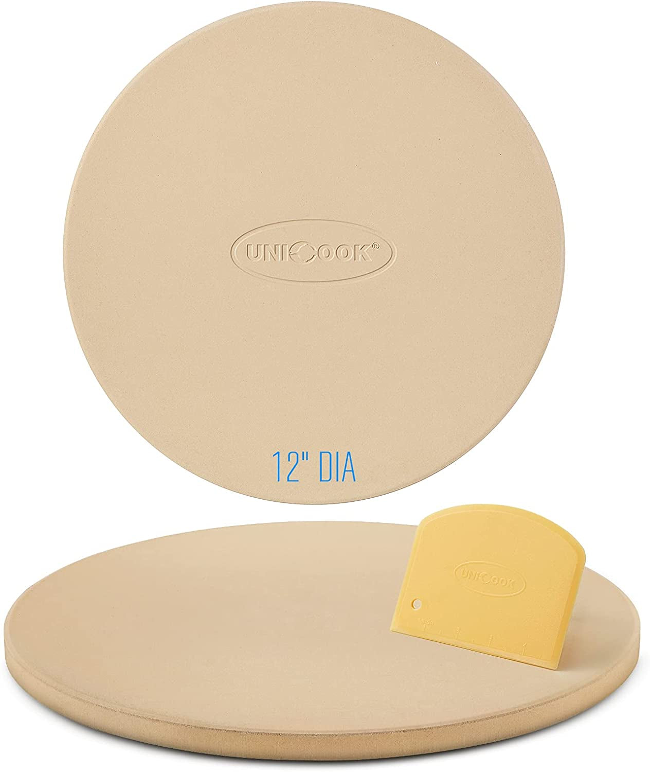 12 Inch round Pizza Stone, Heavy Duty Cordierite Pizza Grilling Stone, Bread Baking Stone for RV Oven, Grill and Toaster Oven, Ideal for Baking Crisp Crust Pizza, Bread, Cookies and More