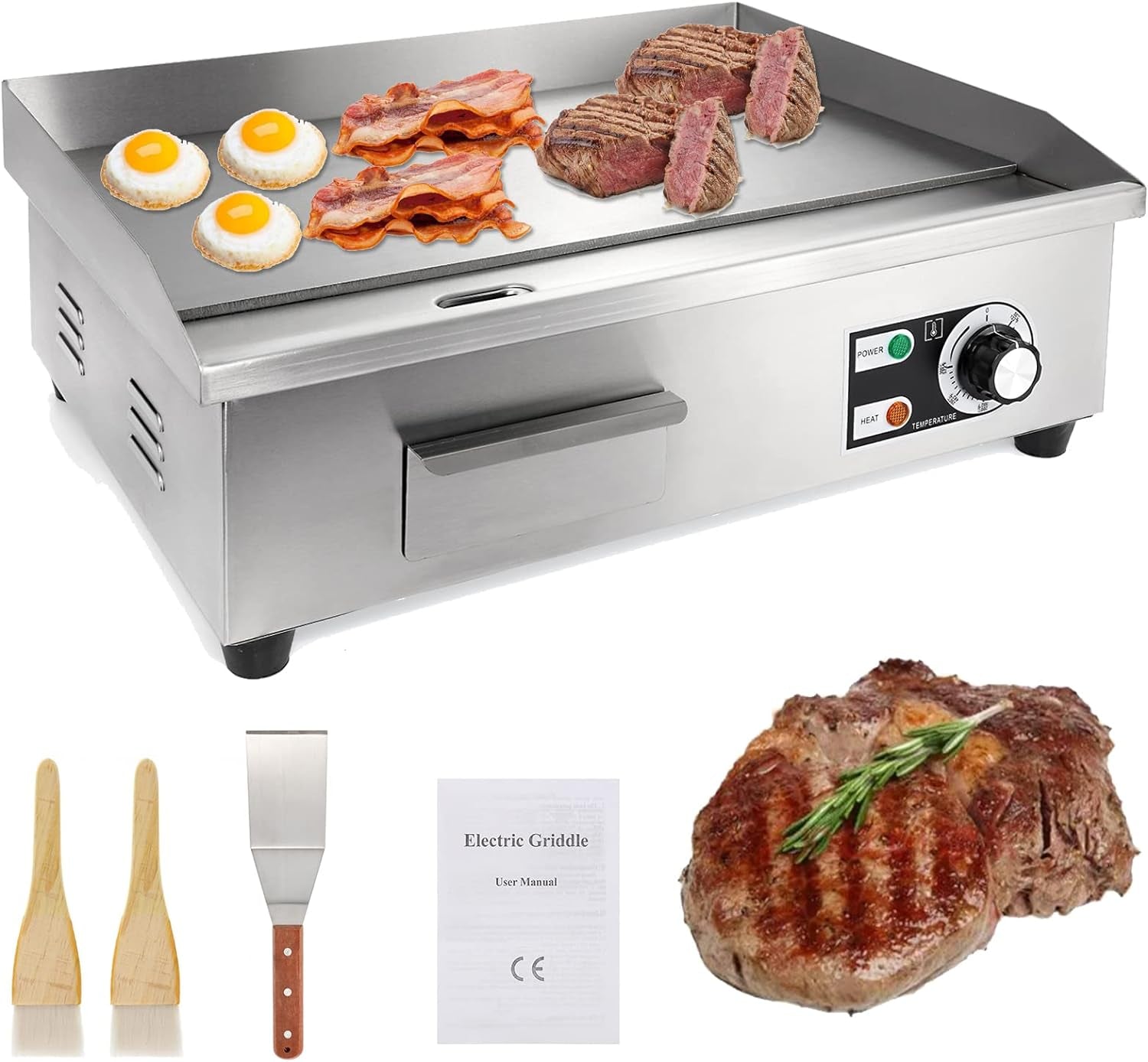 Commercial Electric Griddle,18" Electric Countertop Griddle Non-Stick