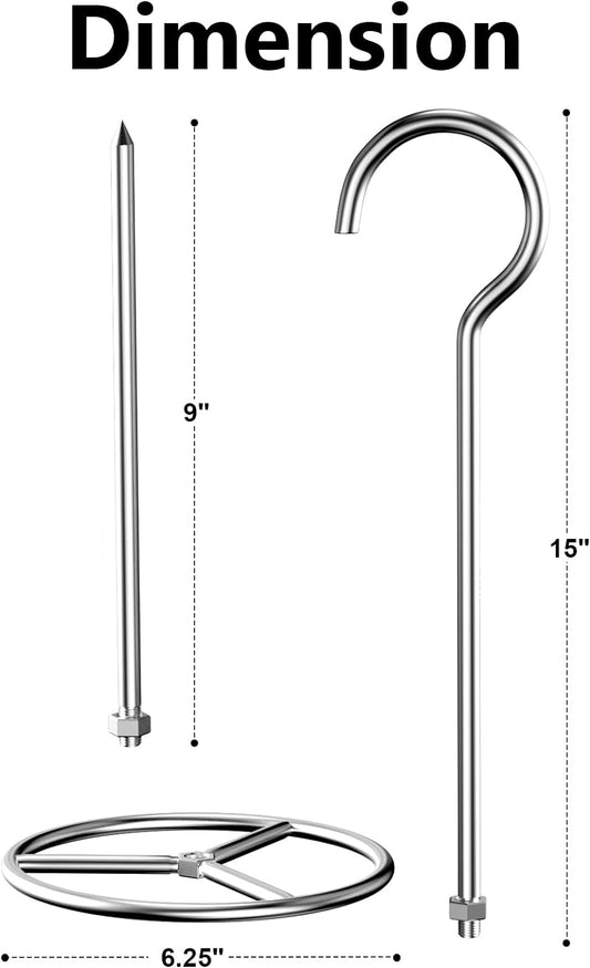 Vertical Skewer Set, BBQ Spike & Poultry Hanger Set for Weber, Pit Barrel, Big Green Egg, Charbroil, Traeger, Turkey Fryer Rack Hook for Deep Fryer Turkey Holder, BBQ Grills & Ovens, Stainless Steel